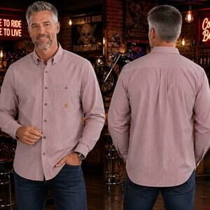 Wrangler 20X Orange White Stripe Long Sleeve Shirt Mens XL 46-48